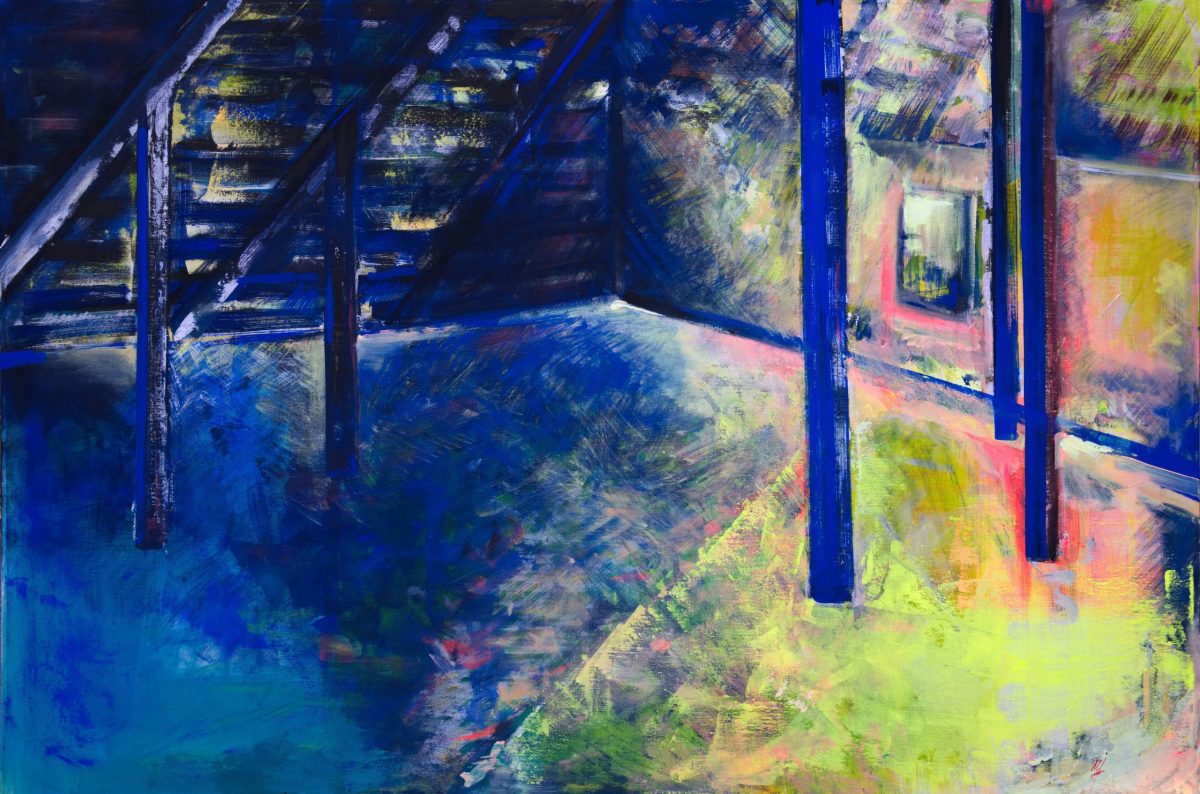 Podul casei – pictură în acrilic, artistă Cristina Marian – Cristina Marian – O Galerie de Artă