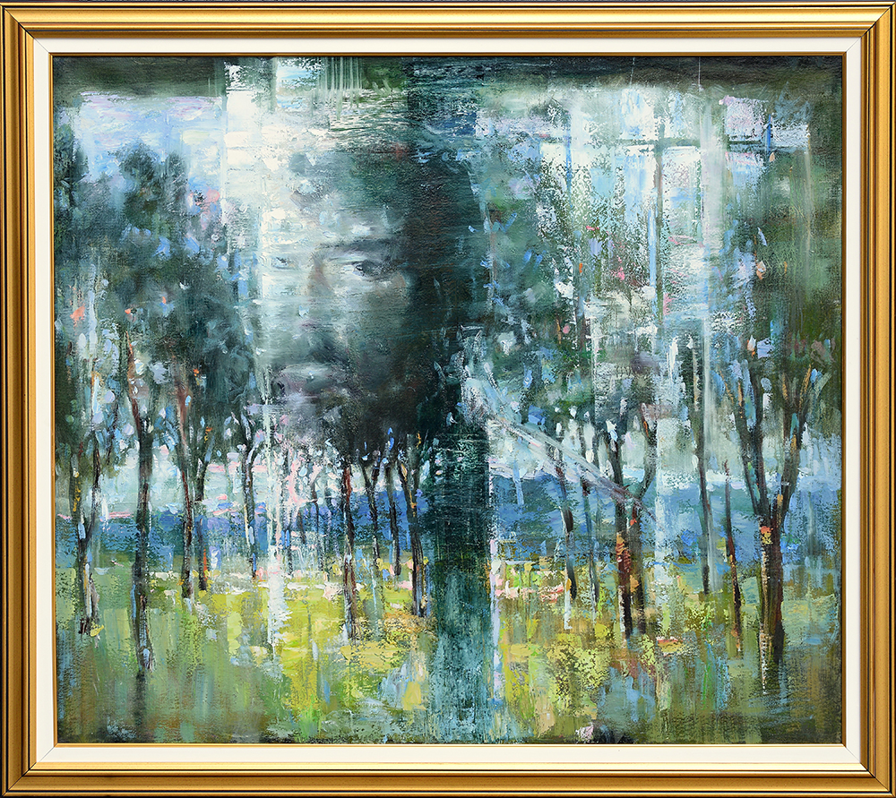 Livada din geam – pictură în ulei, artist Petru Leahu – Petru Leahu – O Galerie de Artă