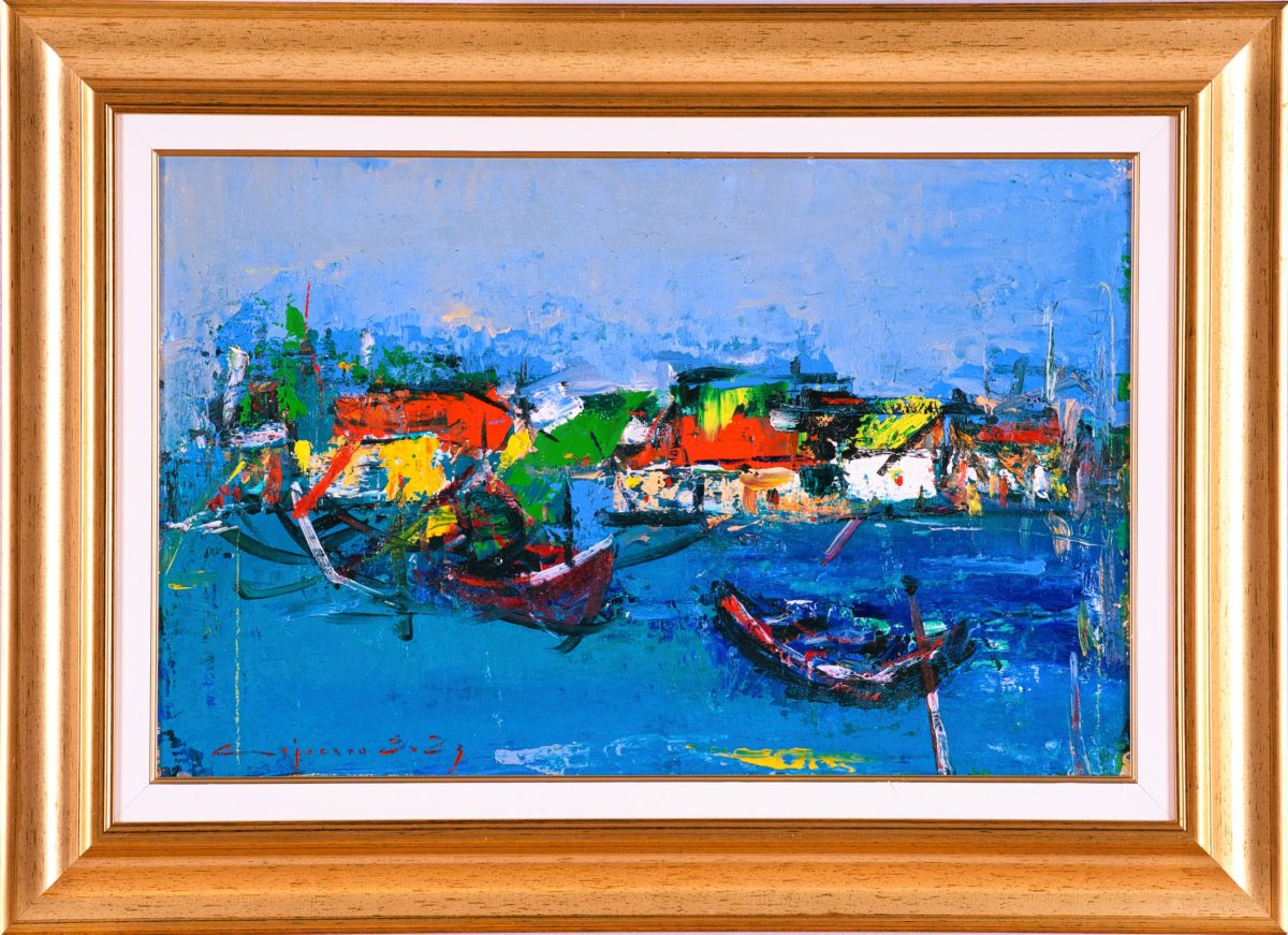 Barcile din Deltă – pictură în ulei, artist Iurie Cojocaru – Iurie Cojocaru – O Galerie de Artă