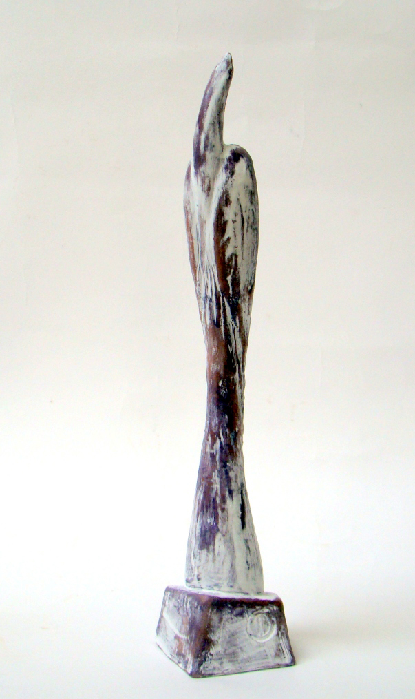 Cânt de pasăre I – sculptură în lut ars patinat, artist Petru Leahu – Petru Leahu – O Galerie de Artă