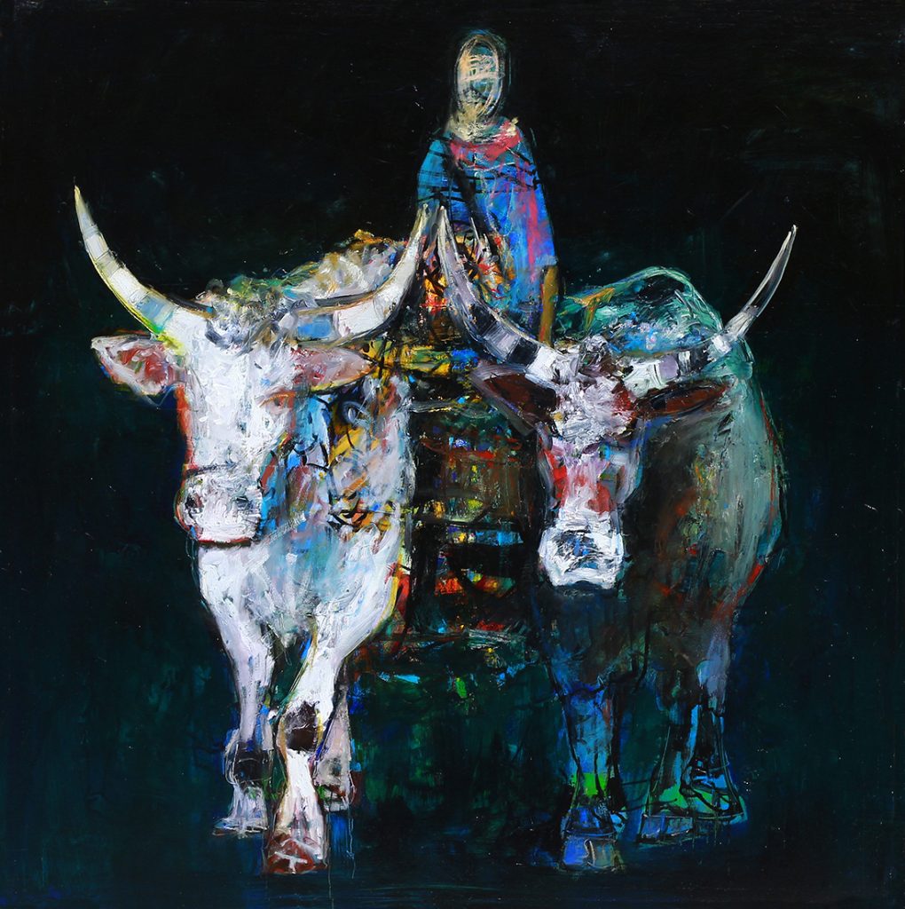 Carul cu boi – pictură în ulei, artist Iurie Cojocaru – Iurie Cojocaru – O Galerie de Artă