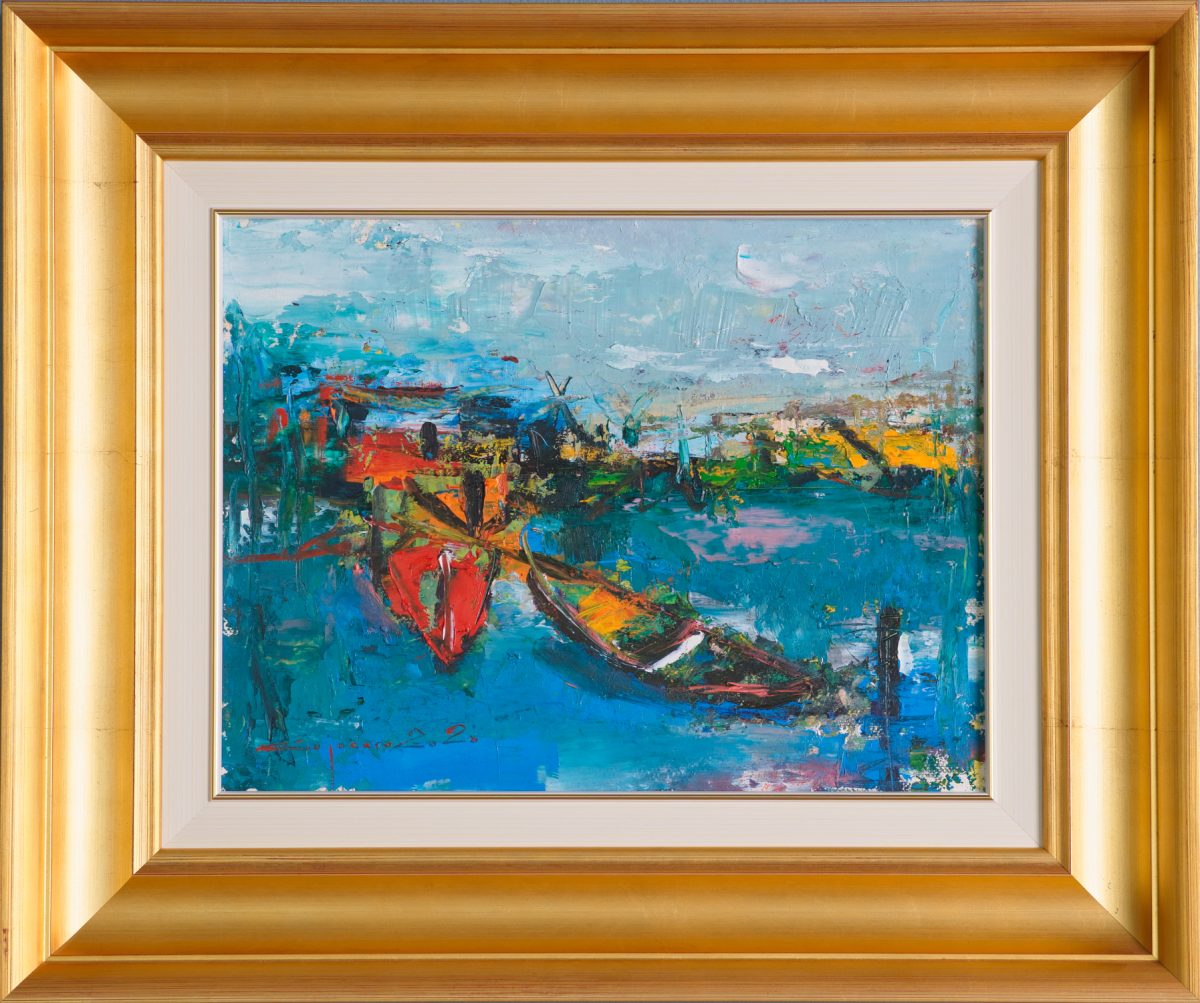 Dialog între barci – pictură în ulei, artist Iurie Cojocaru – Iurie Cojocaru – O Galerie de Artă