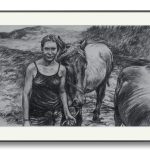 Fata cu calul – cârbune pe hârtie, artist Björn Reinhardt – Björn Reinhardt – O Galerie de Artă