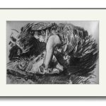 Fata cu copilul – cărbune pe hârtie, artist Björn Reinhardt – Björn Reinhardt – O Galerie de Artă