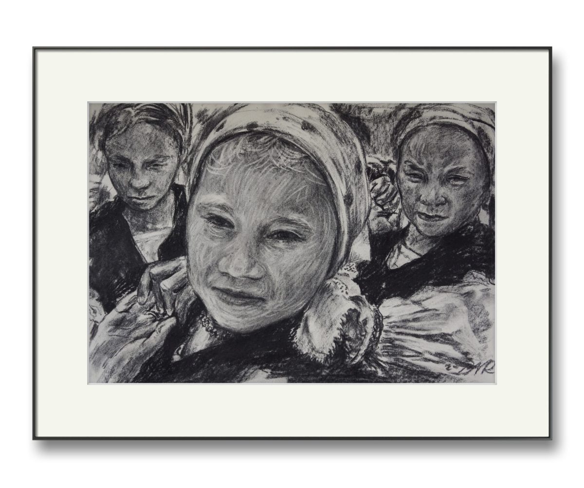 Fata din Maramureș – cărbune pe hârtie, artist Björn Reinhardt – Björn Reinhardt – O Galerie de Artă