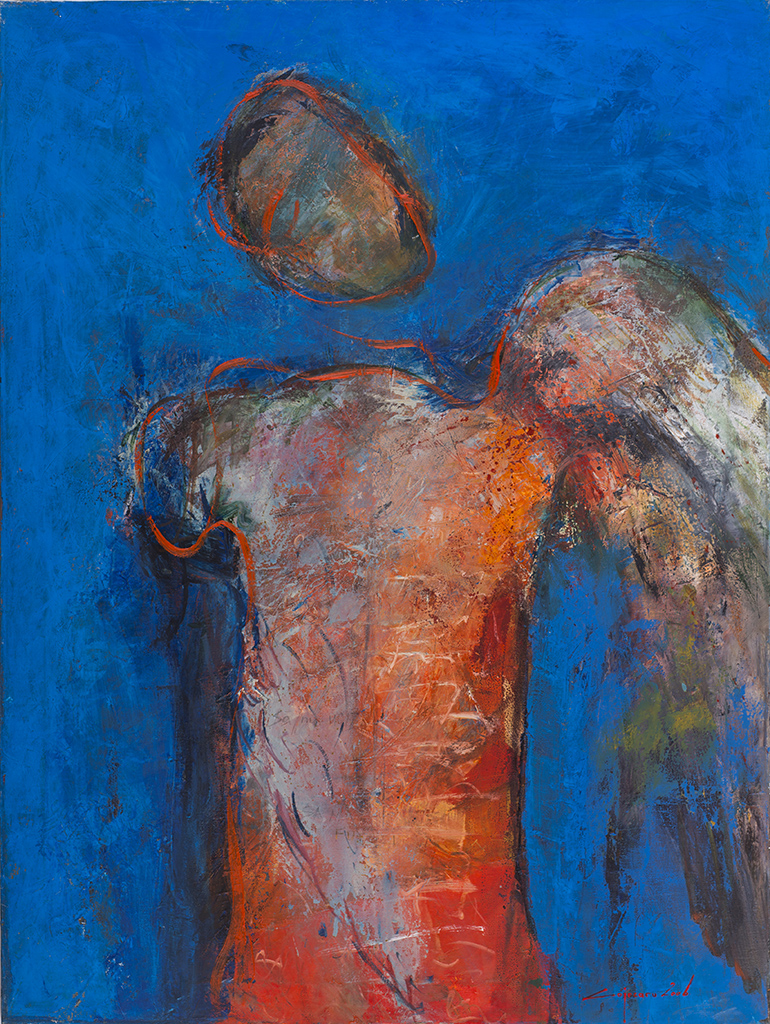 Înger pe albastru – pictură în ulei, artist Iurie Cojocaru – Iurie Cojocaru – O Galerie de Artă