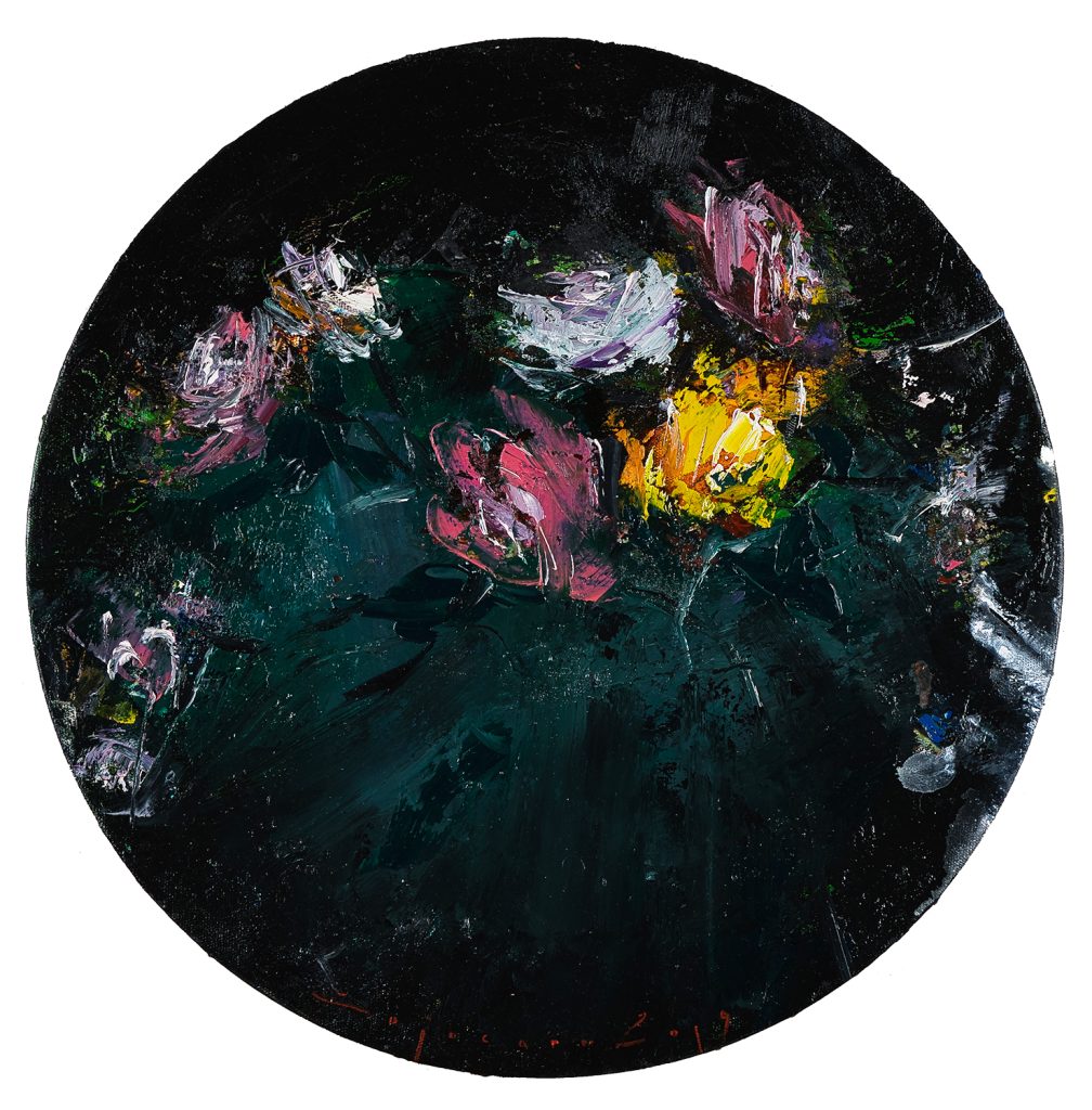 Flori în cerc I – pictură în ulei, artist Iurie Cojocaru – Iurie Cojocaru – O Galerie de Artă
