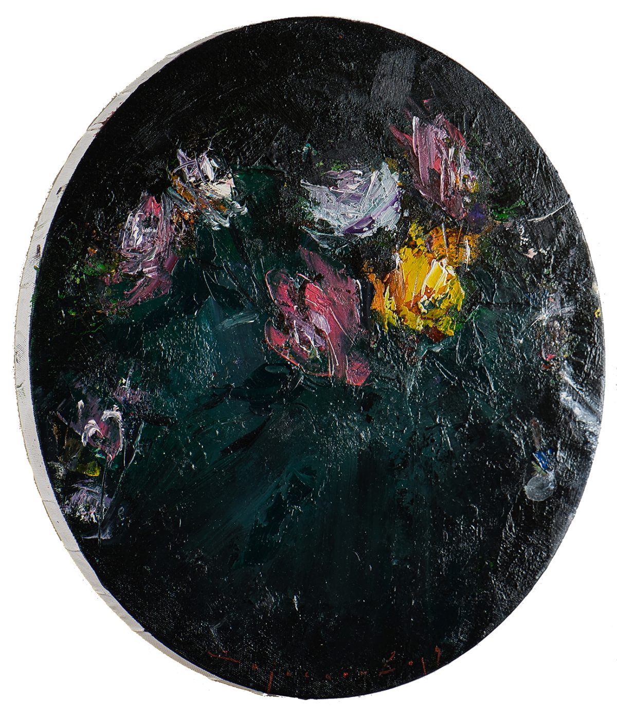 Flori în cerc I – pictură în ulei, artist Iurie Cojocaru – Iurie Cojocaru – O Galerie de Artă