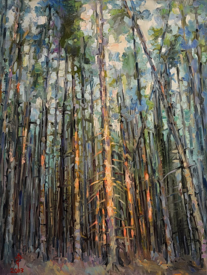 Lumină în desiș – pictură în ulei, artist Petru Leahu – Petru Leahu – O Galerie de Artă