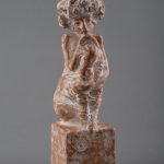 Meditație – sculptură în lut ars patinat, artist Petru Leahu – Petru Leahu – O Galerie de Artă