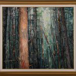 Trunchi de molid în lumină – pictură în ulei, artist Petru Leahu – Petru Leahu – O Galerie de Artă