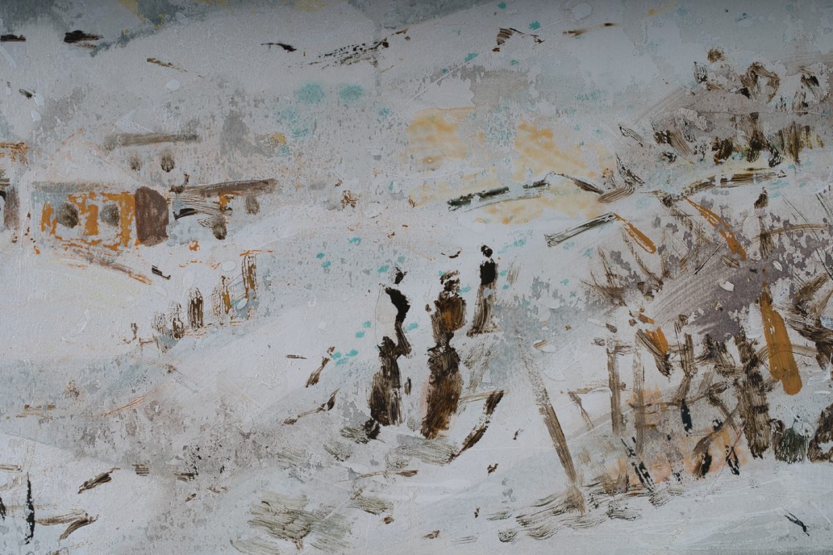 Iarna cu soare dublu IV – pictură în ulei, artist Octavian Cosman – Octavian Cosman – O Galerie de Artă