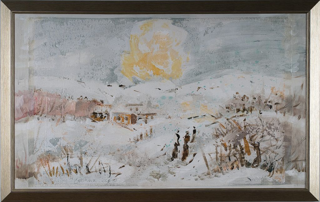 Iarna cu soare dublu IV – pictură în ulei, artist Octavian Cosman – Octavian Cosman – O Galerie de Artă
