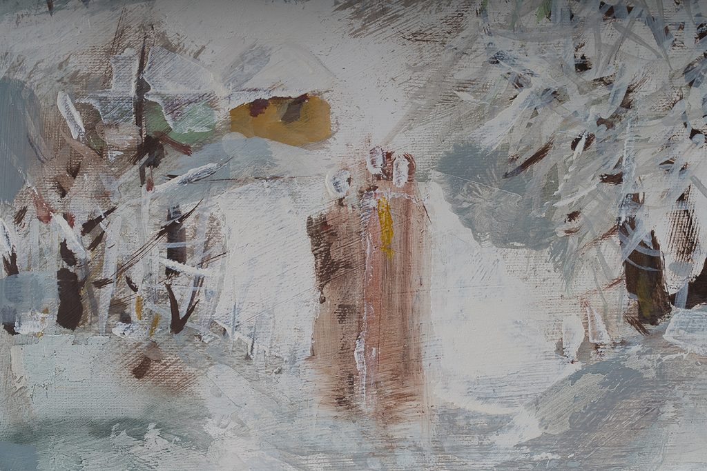 Iarna pe ulițe – pictură în ulei, artist Octavian Cosman – Octavian Cosman – O Galerie de Artă