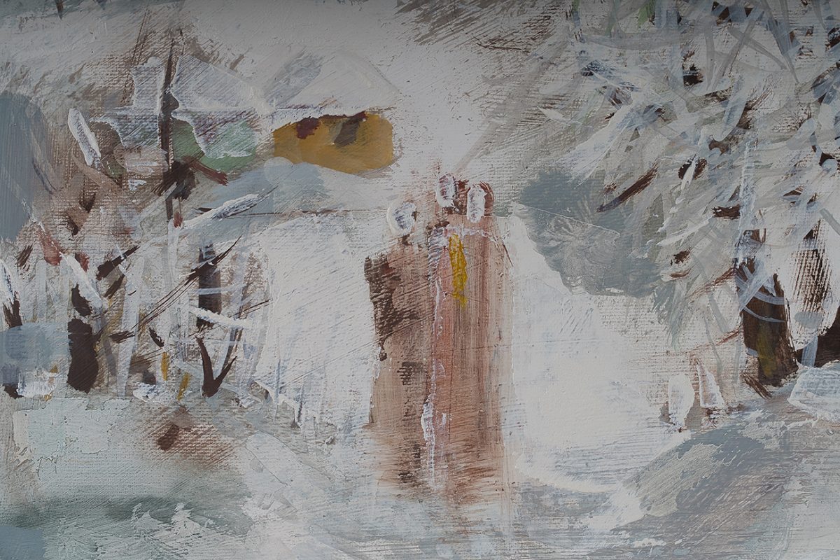 Iarna pe ulițe – pictură în ulei, artist Octavian Cosman – Octavian Cosman – O Galerie de Artă