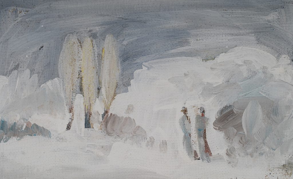 Iarna cu plopi – pictură în ulei, artist Octavian Cosman – Octavian Cosman – O Galerie de Artă