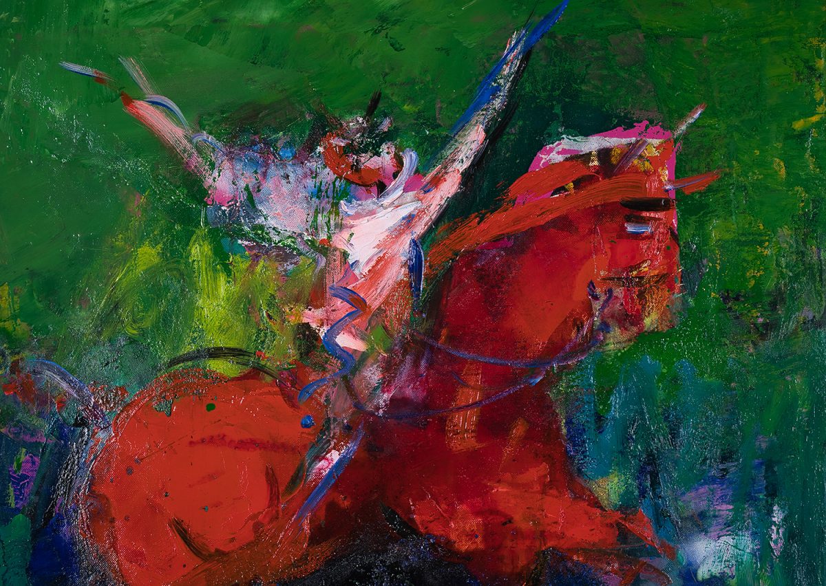 Călăreț în sărbătoare – pictură în ulei, artist Iurie Cojocaru – Iurie Cojocaru – O Galerie de Artă