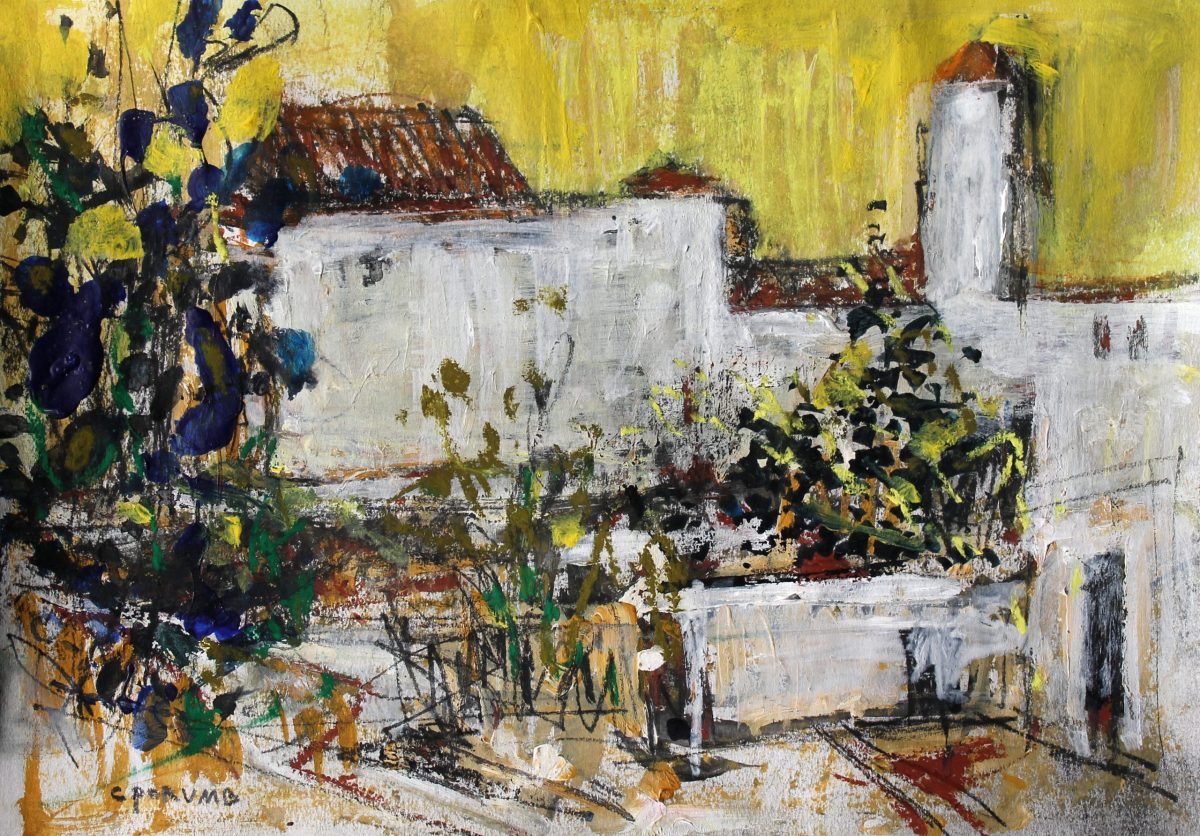 Case la Mediterană – tehnică mixtă, artist Cristian Porumb – Cristian Porumb – O Galerie de Artă