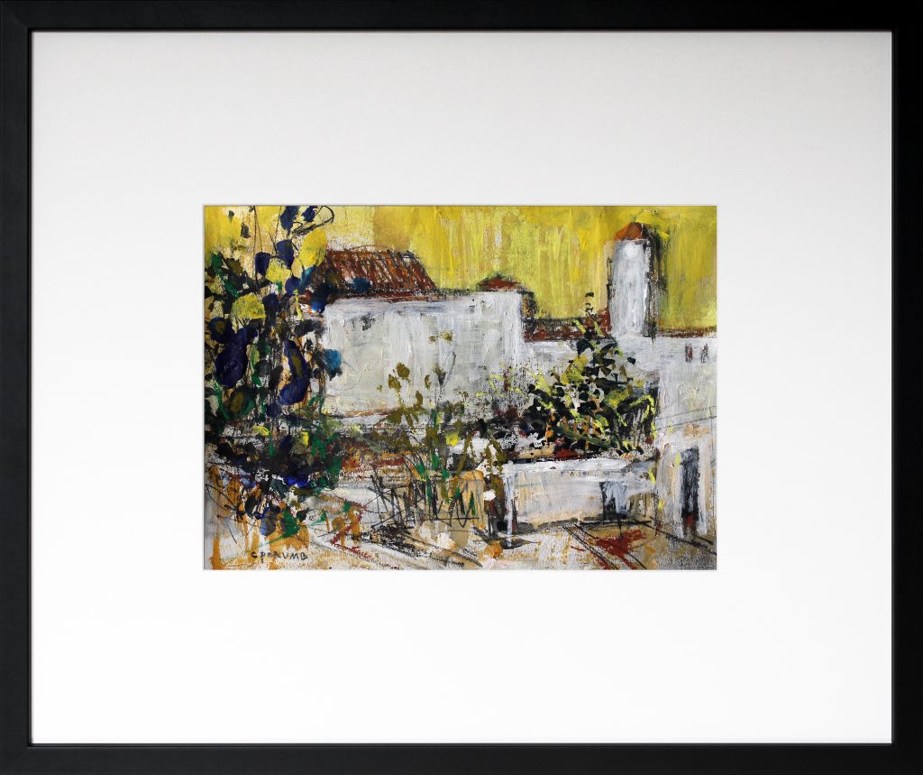 Case la Mediterană – tehnică mixtă, artist Cristian Porumb – Cristian Porumb – O Galerie de Artă