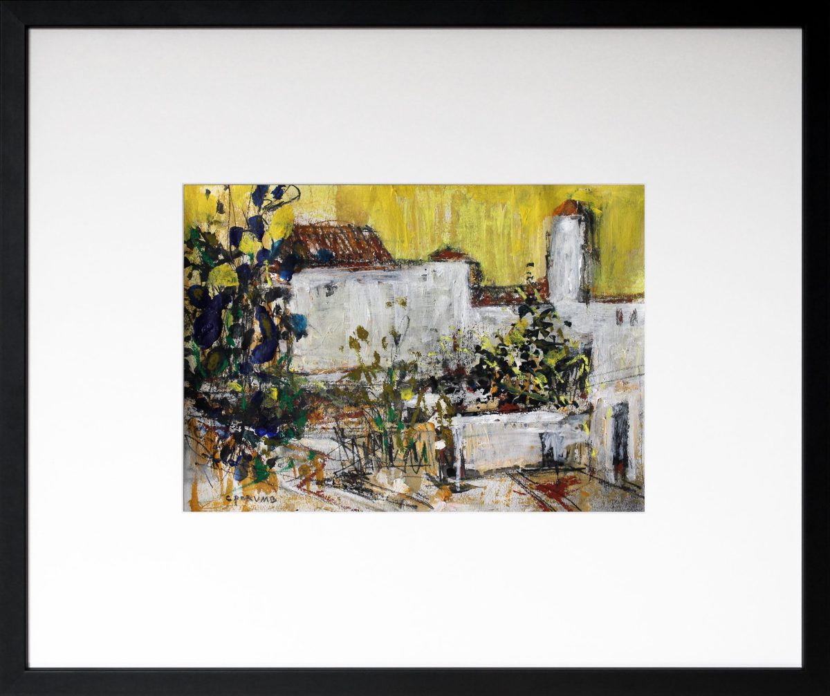 Case la Mediterană – tehnică mixtă, artist Cristian Porumb – Cristian Porumb – O Galerie de Artă