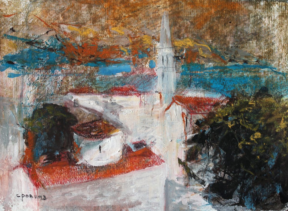 Case la Mediterană 3 – tehnică mixtă, artist Cristian Porumb – Cristian Porumb – O Galerie de Artă