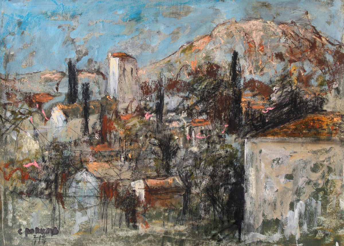 Case la Mediterană 4 – tehnică mixtă, artist Cristian Porumb – Cristian Porumb – O Galerie de Artă