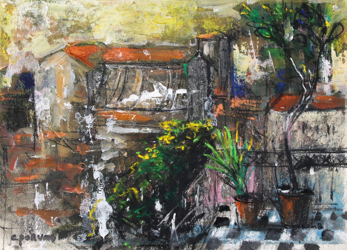 Case la Mediterană 5 – tehnică mixtă, artist Cristian Porumb – Cristian Porumb – O Galerie de Artă