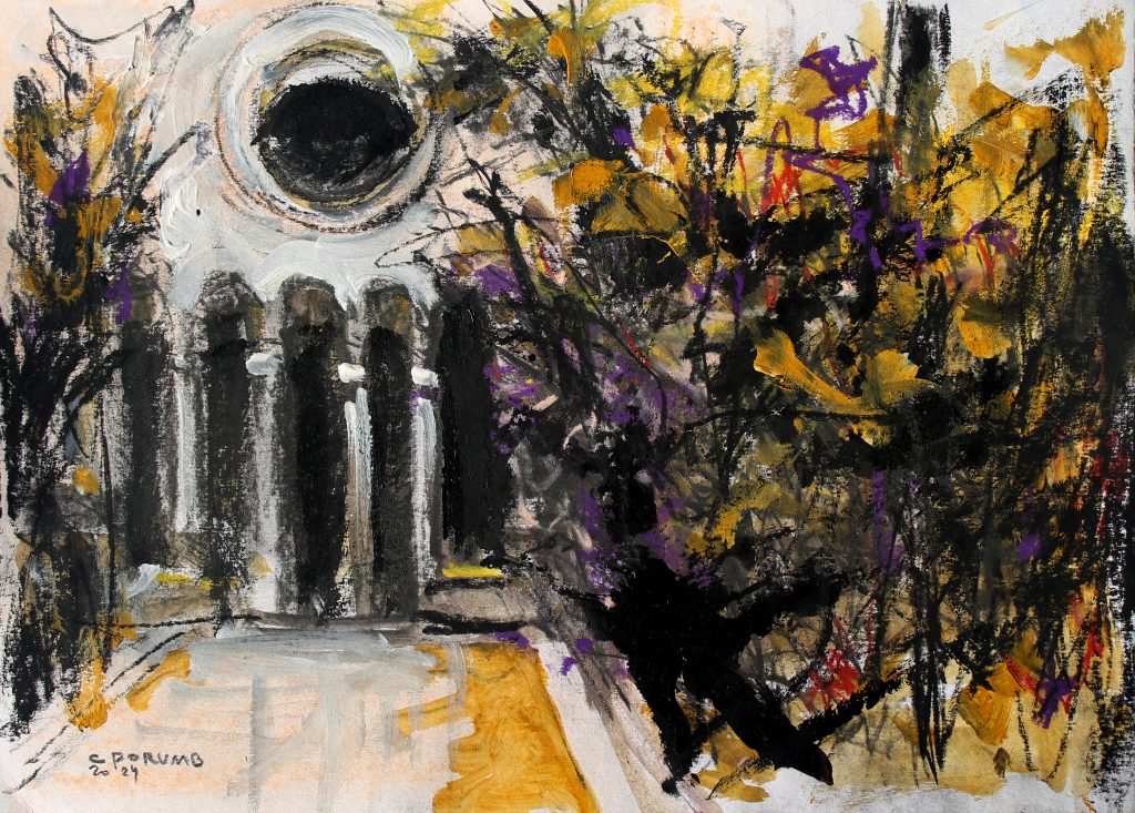 Contemplatie în gradina lui Dioclețian 11 – tehnică mixtă, artist Cristian Porumb – Cristian Porumb – O Galerie de Artă