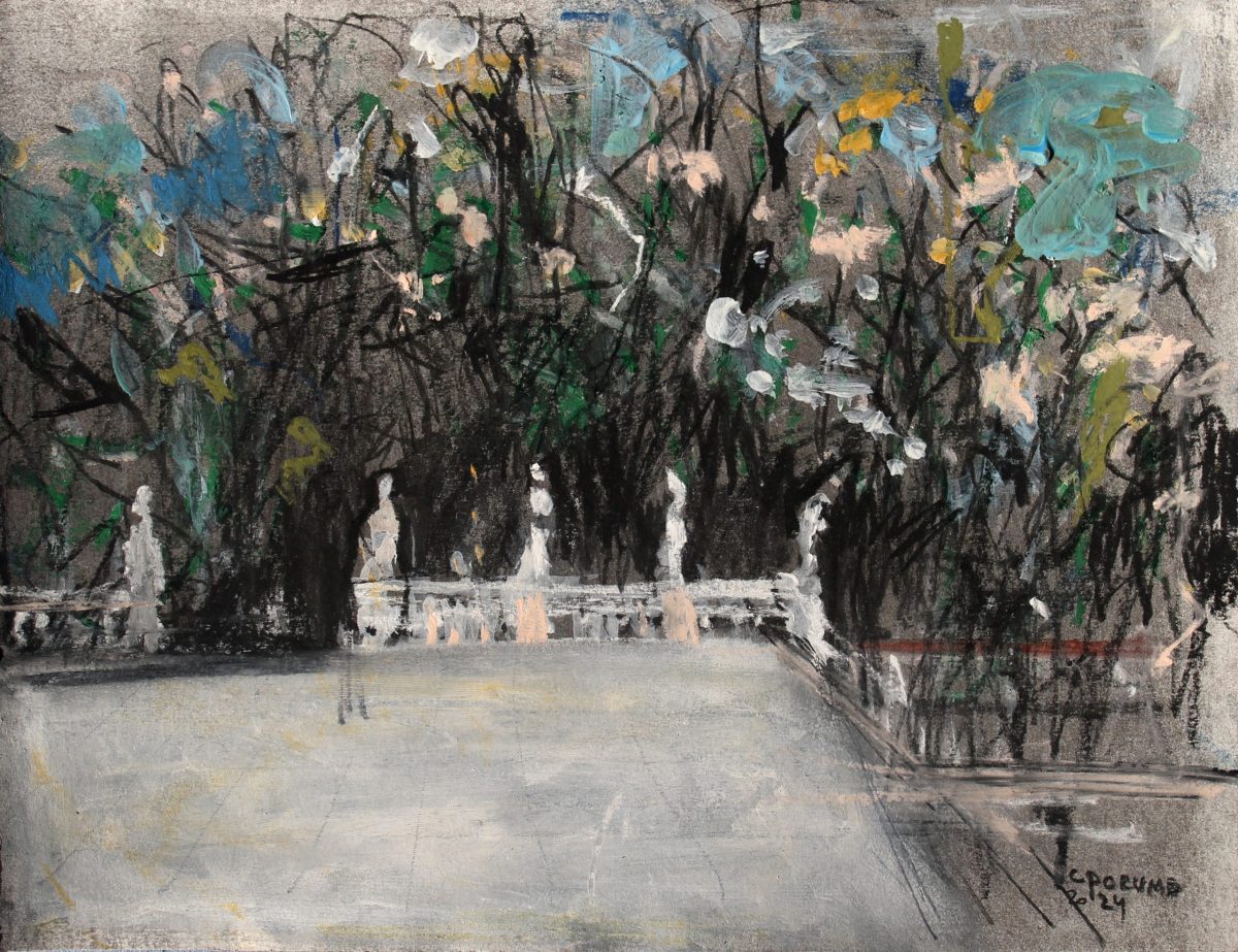 Contemplatie în gradina lui Dioclețian 4 – tehnică mixtă, artist Cristian Porumb – Cristian Porumb – O Galerie de Artă