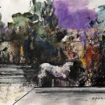Contemplatie în gradina lui Dioclețian 5 – tehnică mixtă, artist Cristian Porumb – Cristian Porumb – O Galerie de Artă