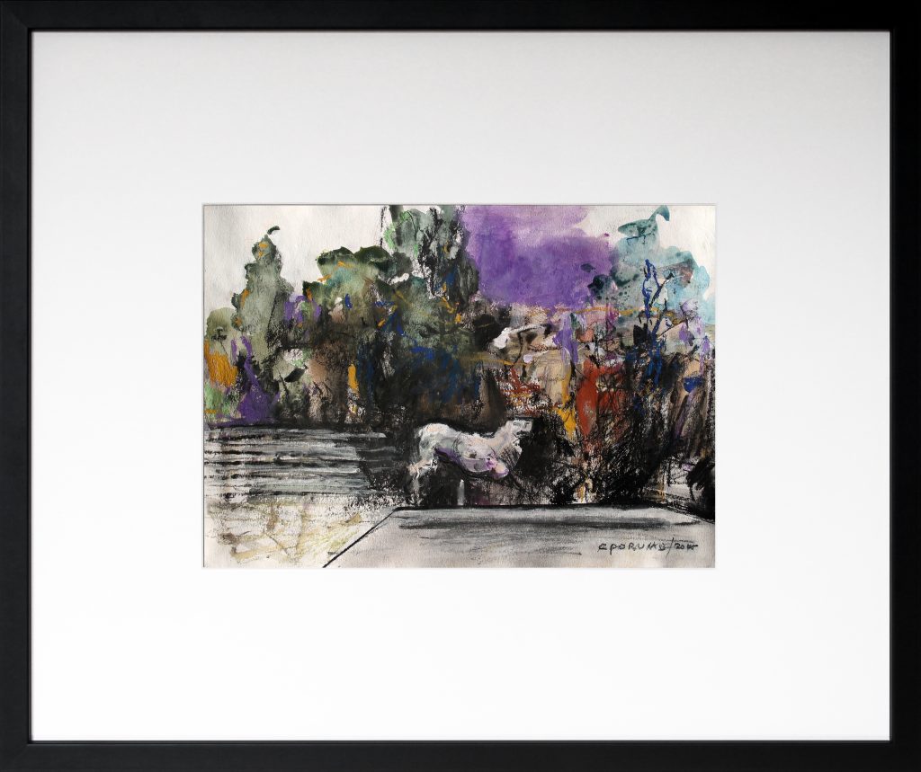 Contemplatie în gradina lui Dioclețian 5 – tehnică mixtă, artist Cristian Porumb – Cristian Porumb – O Galerie de Artă