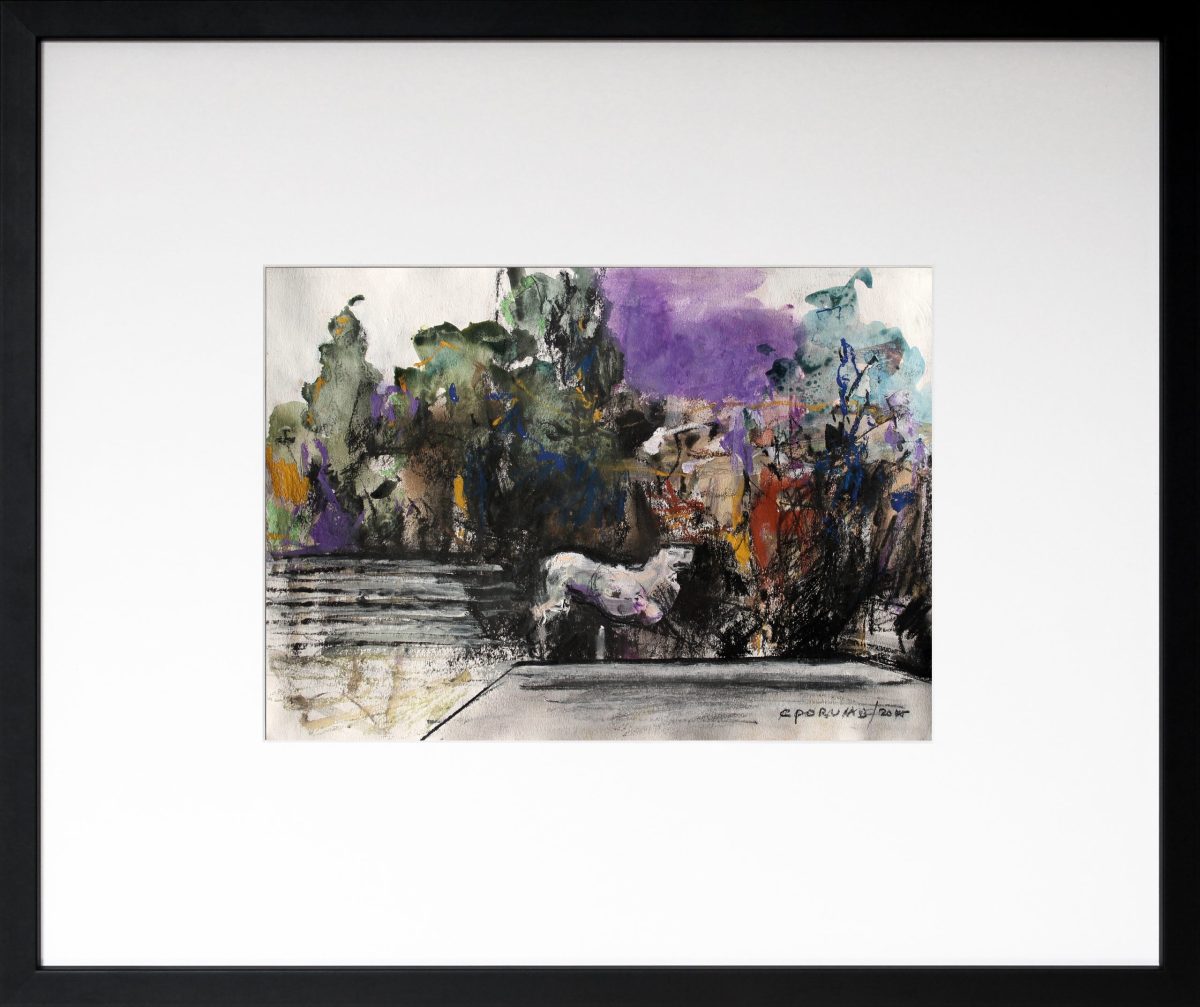Contemplatie în gradina lui Dioclețian 5 – tehnică mixtă, artist Cristian Porumb – Cristian Porumb – O Galerie de Artă