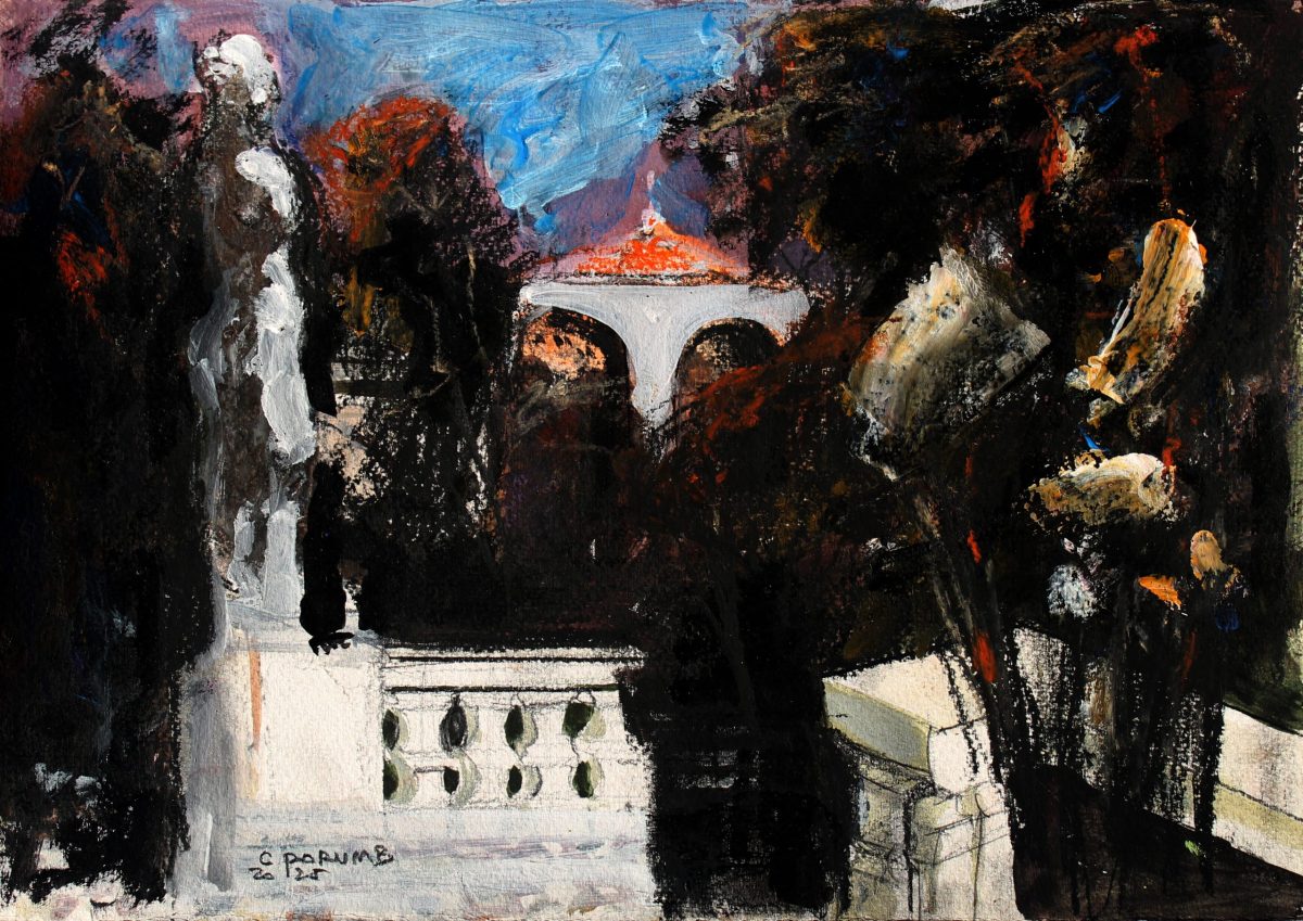 Contemplatie în gradina lui Dioclețian 7 – tehnică mixtă, artist Cristian Porumb – Cristian Porumb – O Galerie de Artă