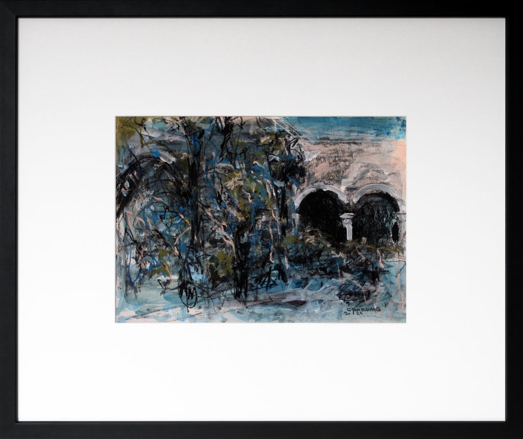 Contemplatie în gradina lui Dioclețian 8 – tehnică mixtă, artist Cristian Porumb – Cristian Porumb – O Galerie de Artă