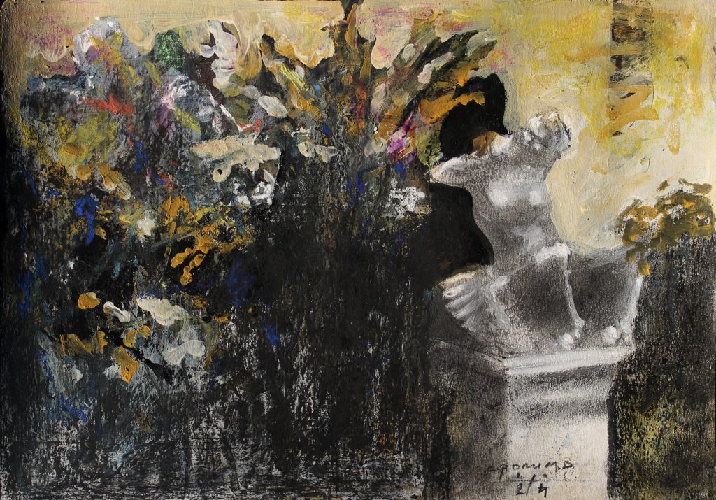 Contemplatie în gradina lui Dioclețian 9 – tehnică mixtă, artist Cristian Porumb – Cristian Porumb – O Galerie de Artă