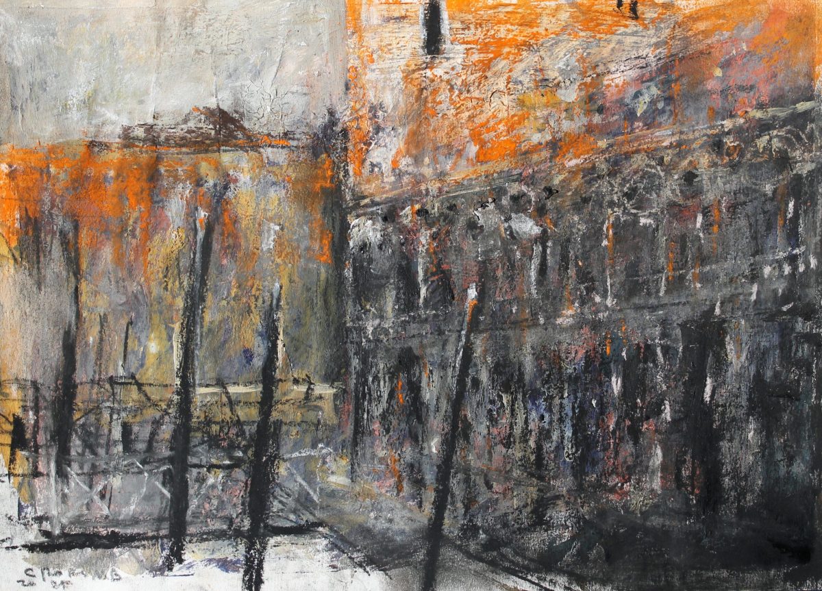 Palatul dogilor 1 – tehnică mixtă, artist Cristian Porumb – Cristian Porumb – O Galerie de Artă