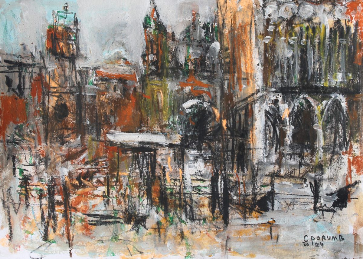 Palatul dogilor 2 – tehnică mixtă, artist Cristian Porumb – Cristian Porumb – O Galerie de Artă