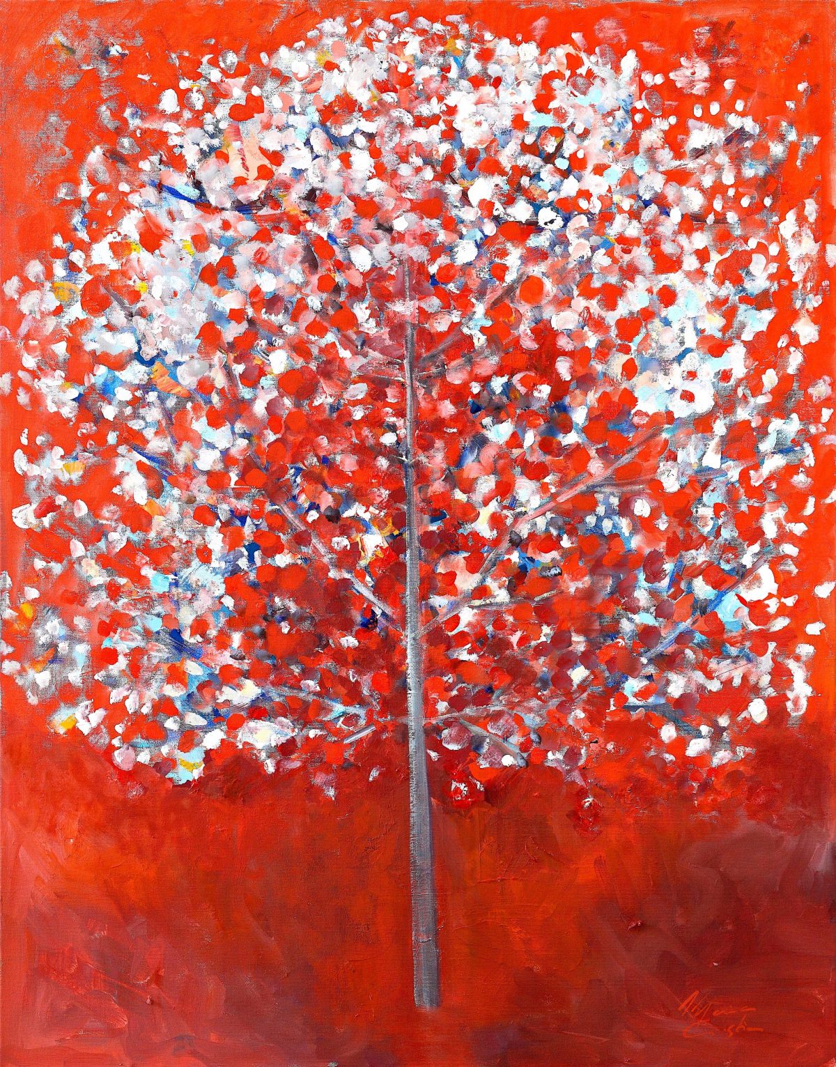Pom înflorit – pictură în ulei, artistă Cristina Marian – Cristina Marian – O Galerie de Artă