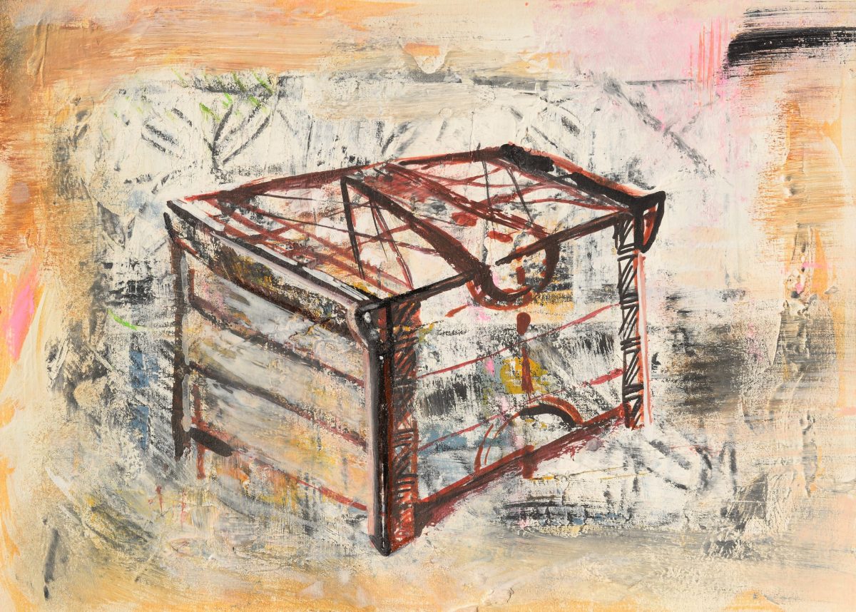 Lada de zestre II – tehnică̆ mixtă pe hârtie – tehnică mixtă, artistă Cristina Marian – Cristina Marian – O Galerie de Artă
