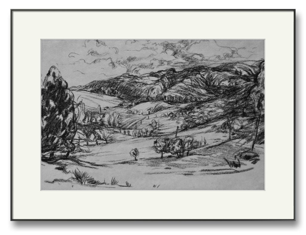 Peisaj în Maramureș – cărbune pe hârtie, artist Björn Reinhardt – Björn Reinhardt – O Galerie de Artă
