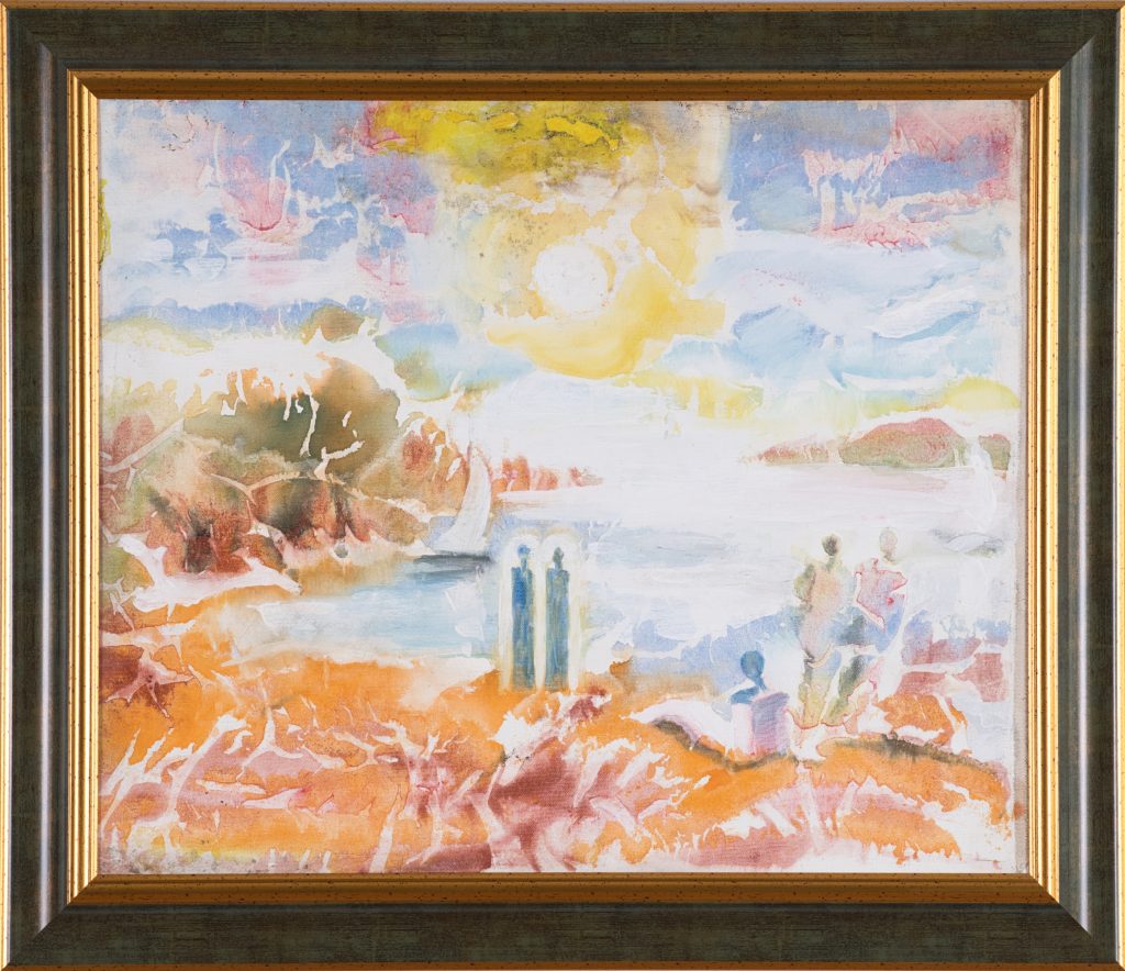 Țărm însorit cu soare dublu – pictură în ulei, artist Octavian Cosman – Octavian Cosman – O Galerie de Artă