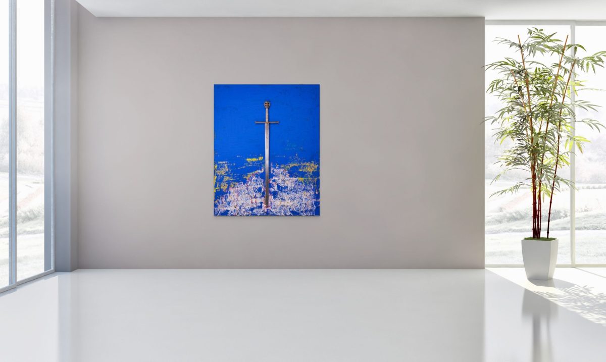 Unealta Dreptații – instalație, tehnică mixtă, pe placaj – tehnică mixtă, artist Iurie Cojocaru – Iurie Cojocaru – O Galerie de Artă