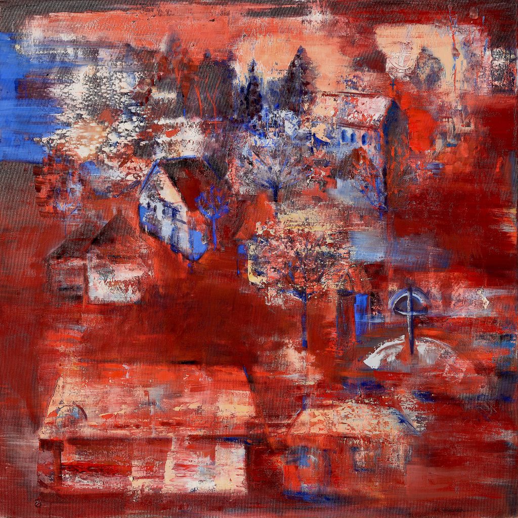 Vatra satului – pictură în ulei, artistă Cristina Marian – Cristina Marian – O Galerie de Artă