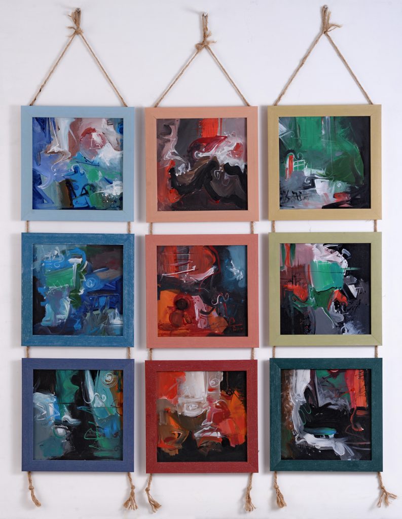 Vibrație triptic – pictură în acrilic, artist Emanuel Bumbu – Emanuel Bumbu – O Galerie de Artă